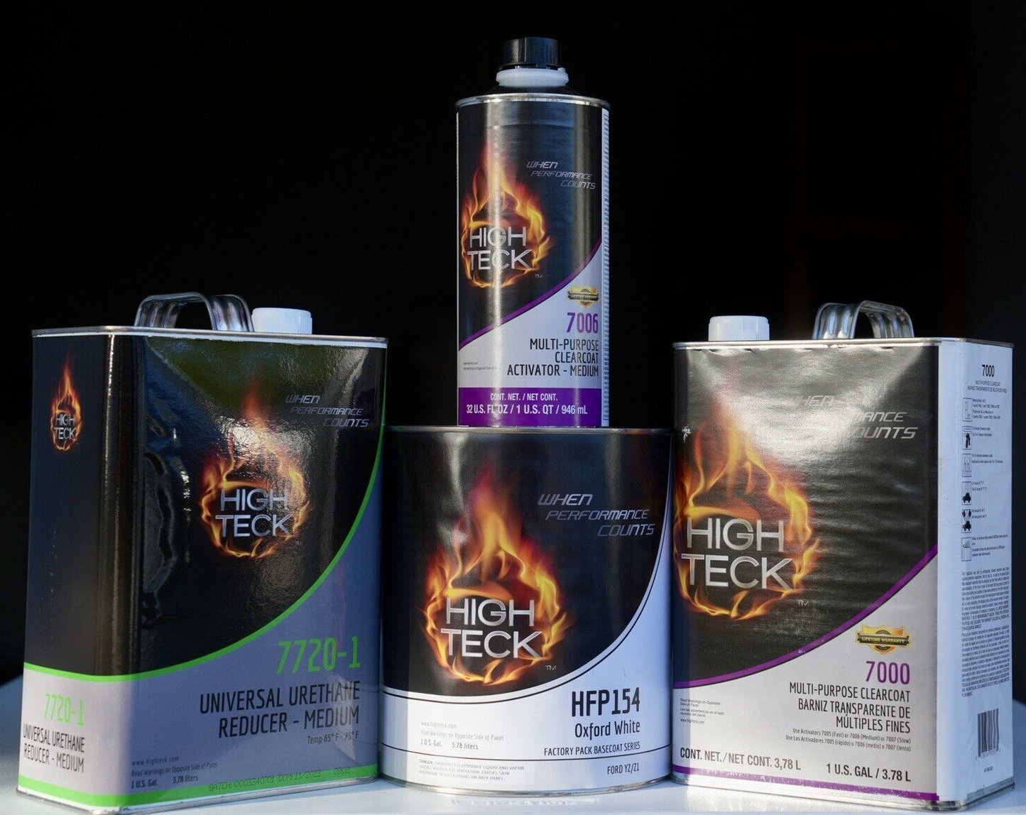 High Teck 7000 Ford Yz Oxford White Basecoat Paint Reducer Clearcoat Gallon Kit!