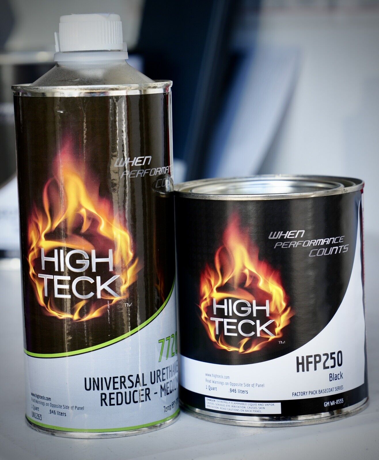 High Teck Gm 8555 Ebony Black Basecoat Auto Paint Quart Size + Reducer! - Hfp 250