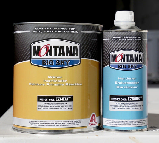 Montana EZ603A High Build 2K Urethane Primer Surfacer 4:1:1 Mix Black Gallon Kit