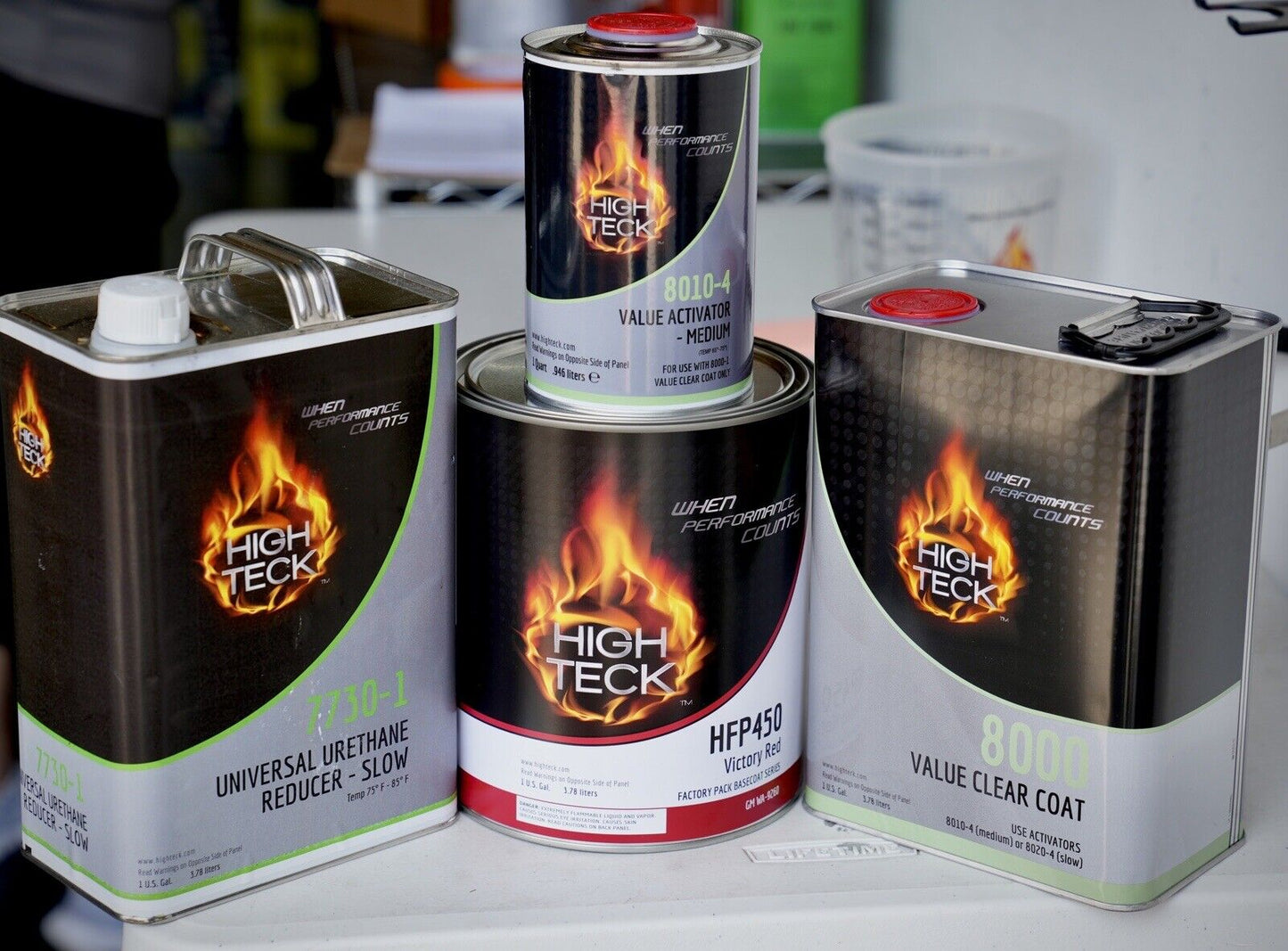 High Teck GM WA9260 Victory Red Basecoat Paint, Reducer, Clearcoat Gallon Kit