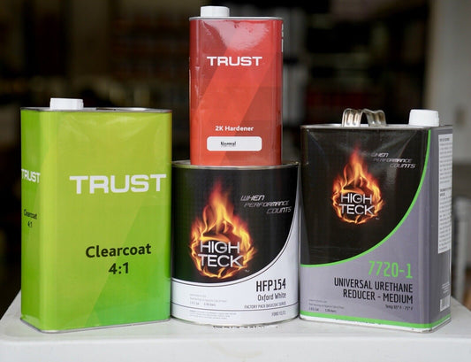 Ford Oxford White Basecoat Paint Trust 2k High Gloss Clear Coat - Gallon Bundle