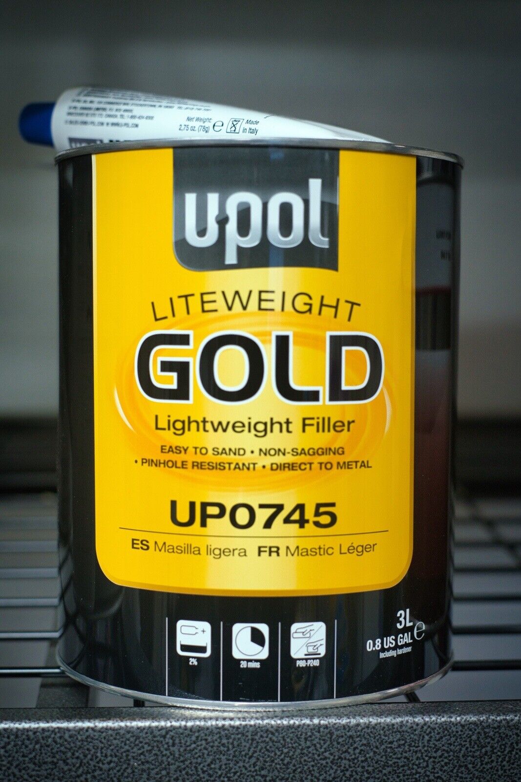 UPOL UP0745 Flyweight Lightweight Gold Body Filler - 1 Gallon- 3 Liter Can