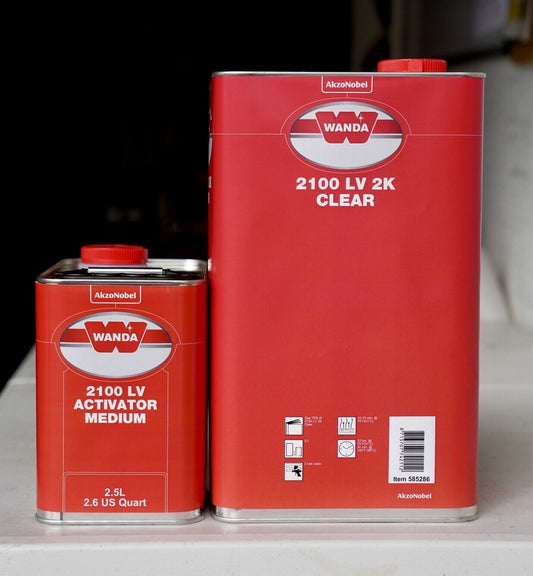 Wanda 2100 Automotive LV 2K High Gloss 2:1 Akzo Clear Coat Kit 7.5 Liter Kit