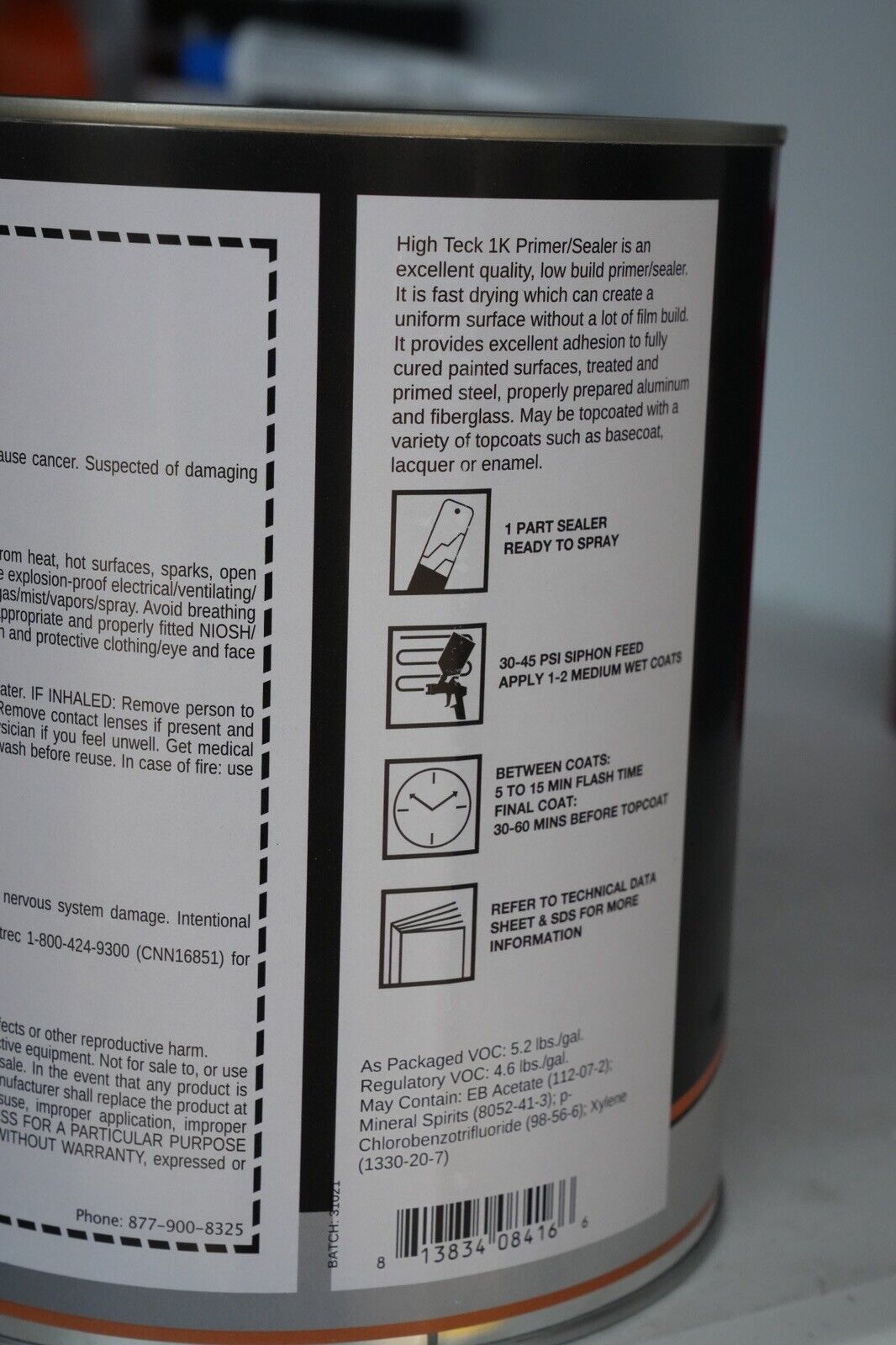 High Teck 77850 Black Primer Sealer 1K Ready To Spray - Gallon Size