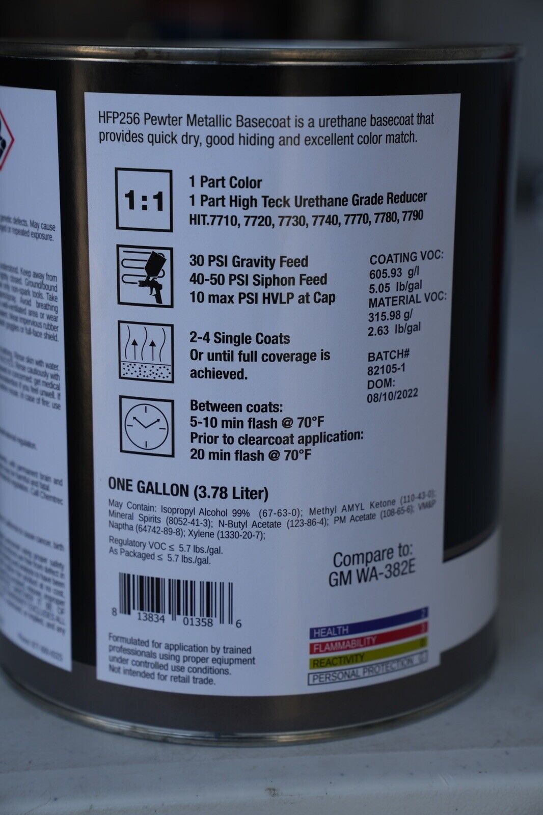 High Teck HFP256 Pewter Metallic Basecoat Urethane Auto Paint GM WA382E