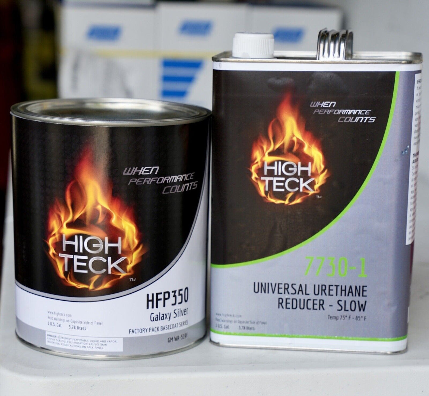 High Teck HFP350 Galaxy Silver Basecoat Auto Paint Gallon Kit GM WA519F + Reducer