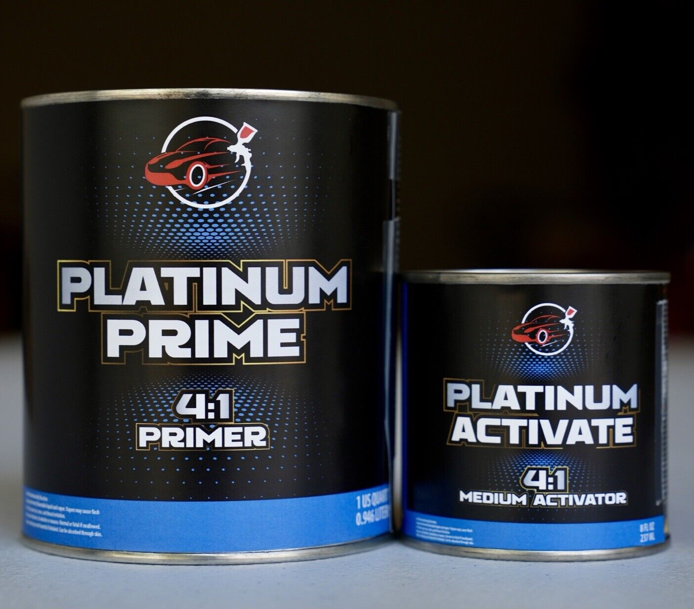 Platinum Prime 4:1 Automotive 2K Primer Surfacer Quart Size Kit + Hardener
