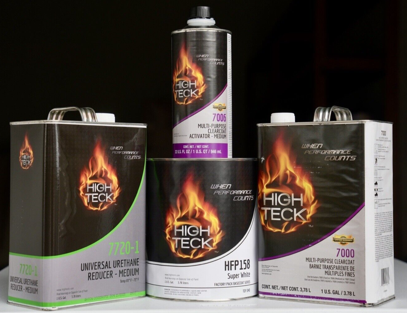 High Teck 7000 Super White Basecoat Paint Reducer Clearcoat Gallon Kit - Toy 040