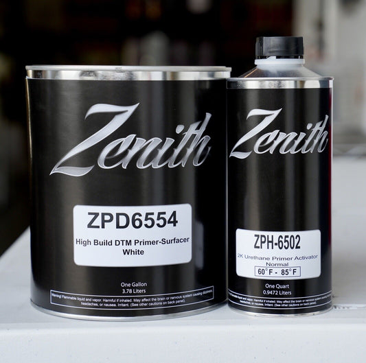 Zenith ZPD6554 Auto 2K Urethane High Build DTM Primer Surfacer White - Gallon Kit