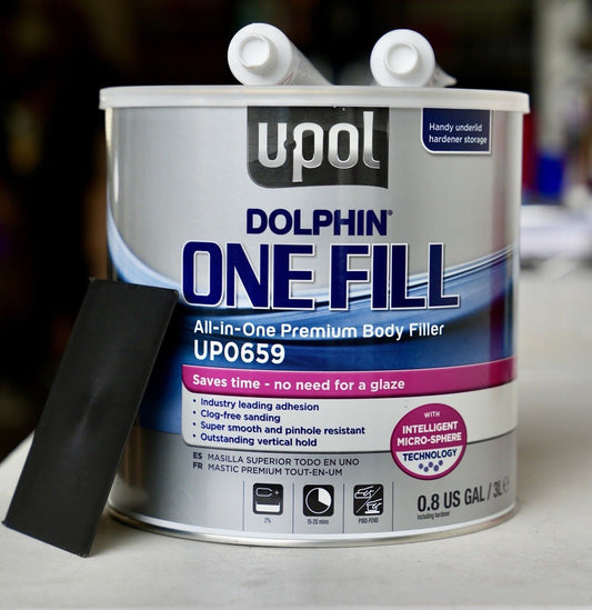 UP0659 U-Pol Dolphin One Fill Premium All-In-One Body Filler with Hardener+Spreader