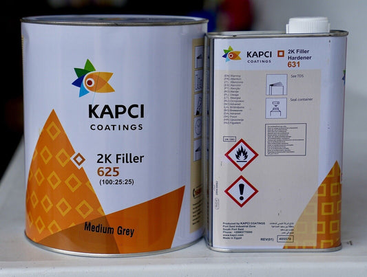 Kapci 625 High Build 2K Automotive Urethane Primer Gray Gallon Hardener Kit