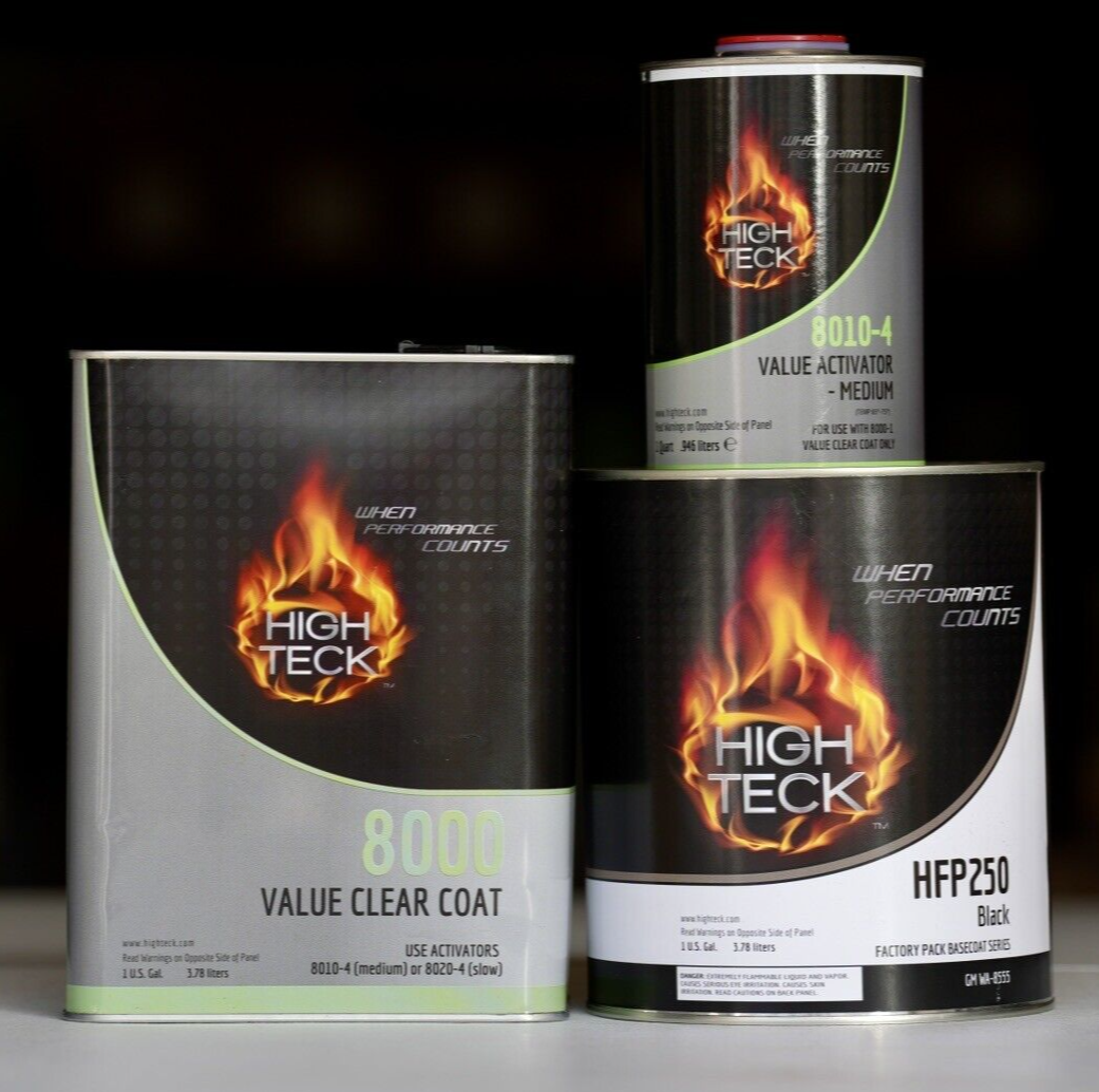 High Teck Ebony Black Basecoat Paint & Clearcoat Gallon Kit! GM 8555