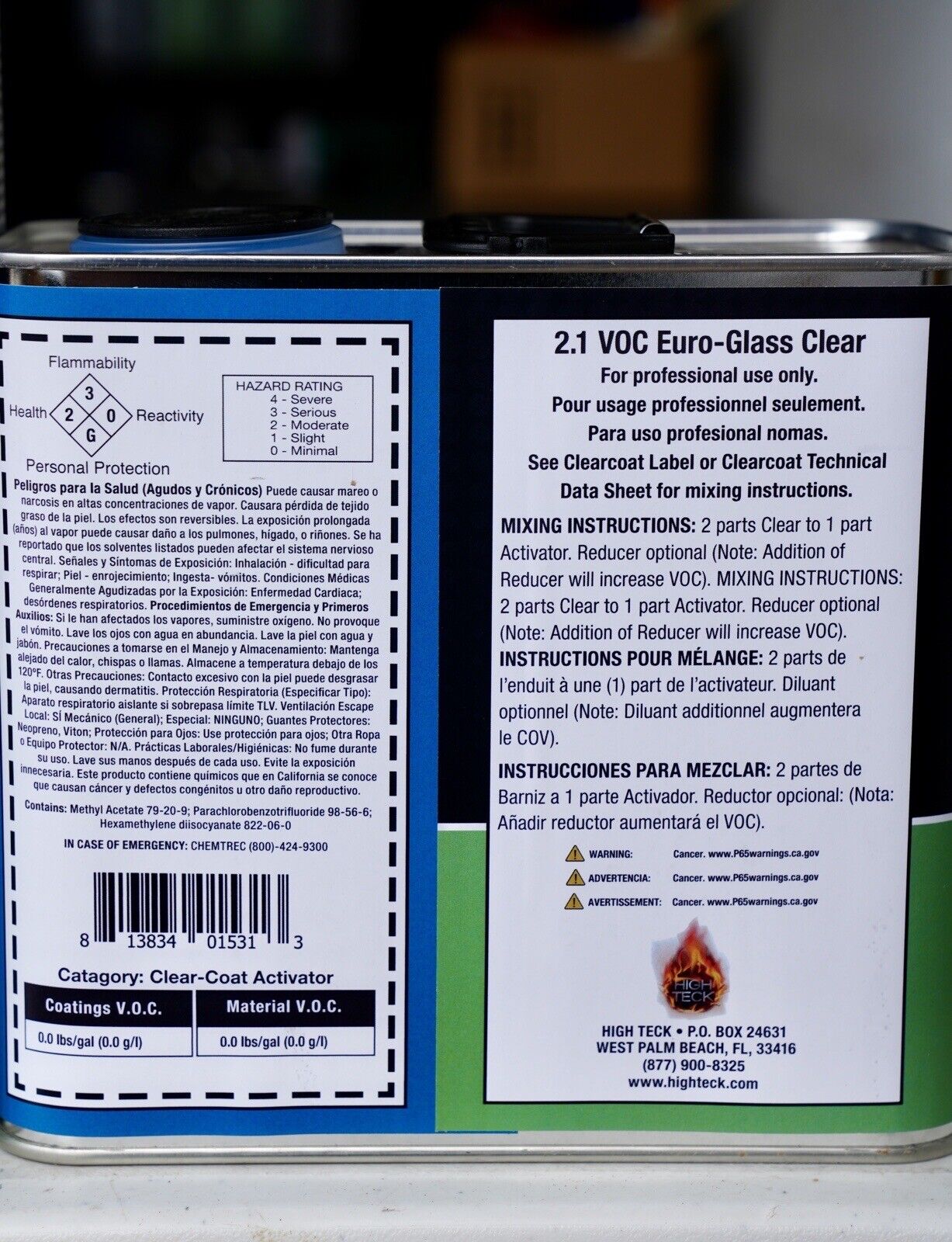 High Teck 77190 2:1 Euro Glass Clear Coat Kit 7.5L Brilliant High Gloss