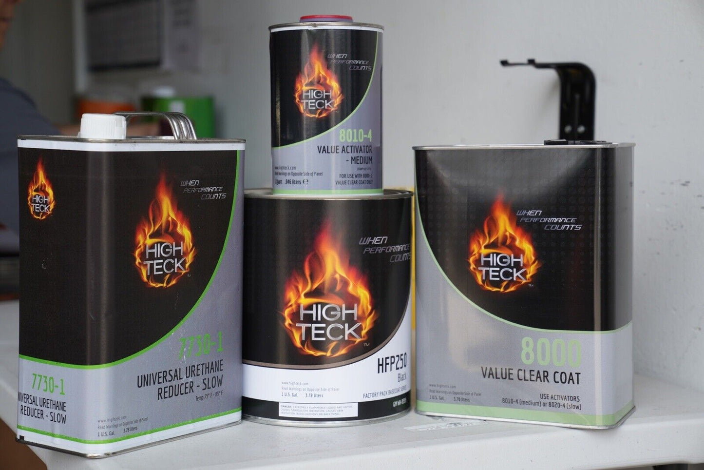 GM WA8555 High Teck Ebony Black Basecoat Paint, Reducer, Clearcoat Gallon Kit