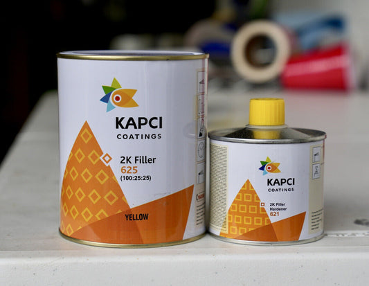 Kapci 625 Automotive High Build 2K Urethane Primer Yellow Quart Kit w/Hardener