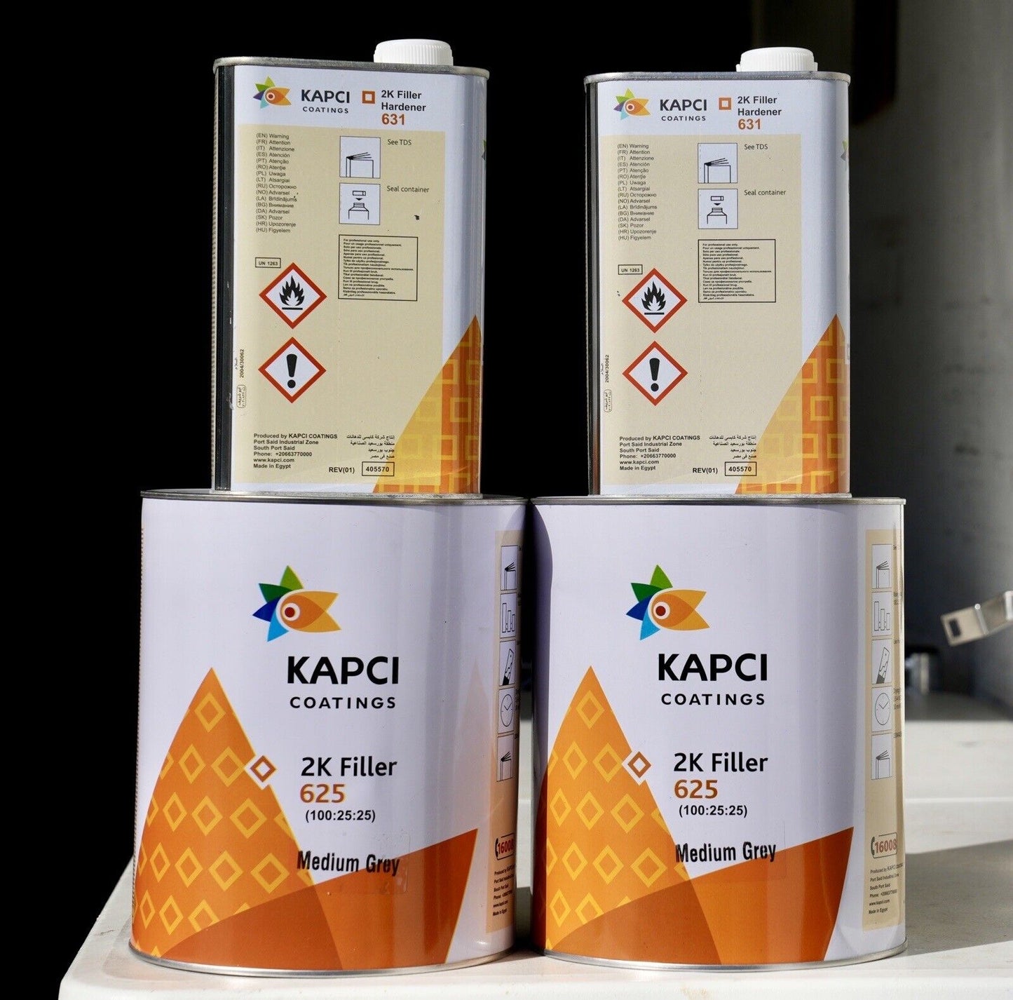 Kapci 625 High Build 2K Automotive Urethane Primer Gray Gallon 2 PK Kit Hardener