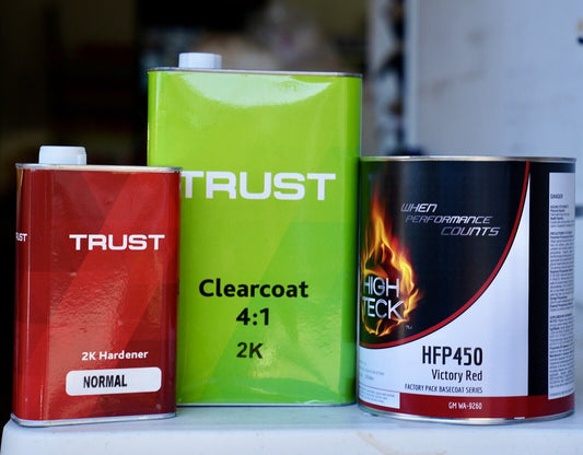 Victory Red Basecoat Paint & Trust 2K High Gloss Urethane Clear Coat Gallon Kit