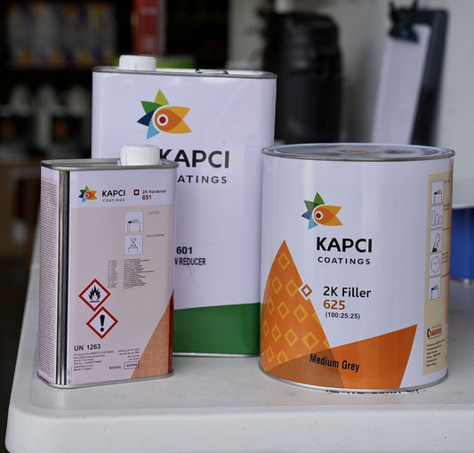 Kapci 625 High Build 2K Urethane Primer Gray - Gallon Kit (Hardener + Reducer)