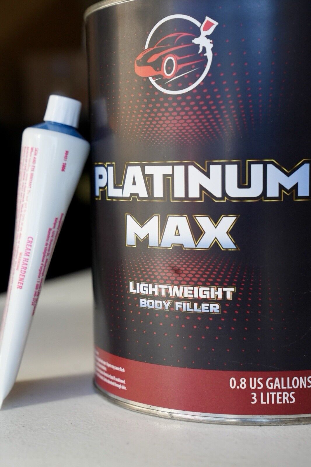 Platinum MAX Lightweight Body Filler 0.8 Gallon Can w/Hardener! Easy Sanding!