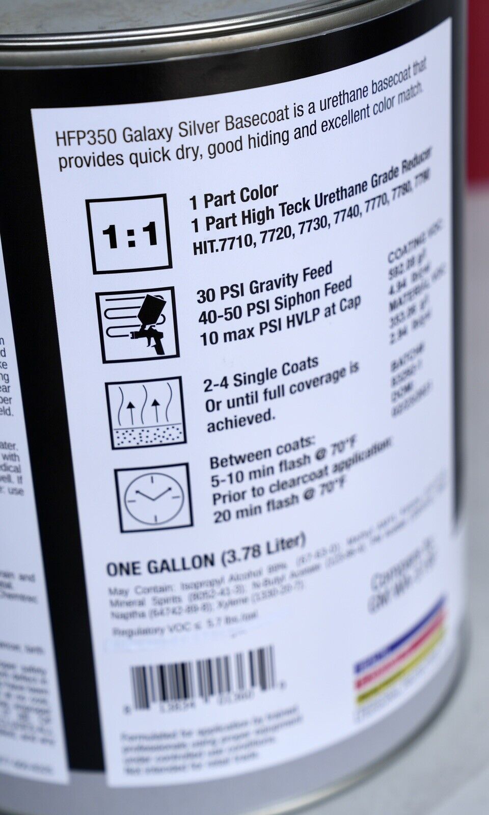 HIGH TECK HFP 350 GM WA519F GALAXY SILVER BASECOAT AUTO PAINT GALLON