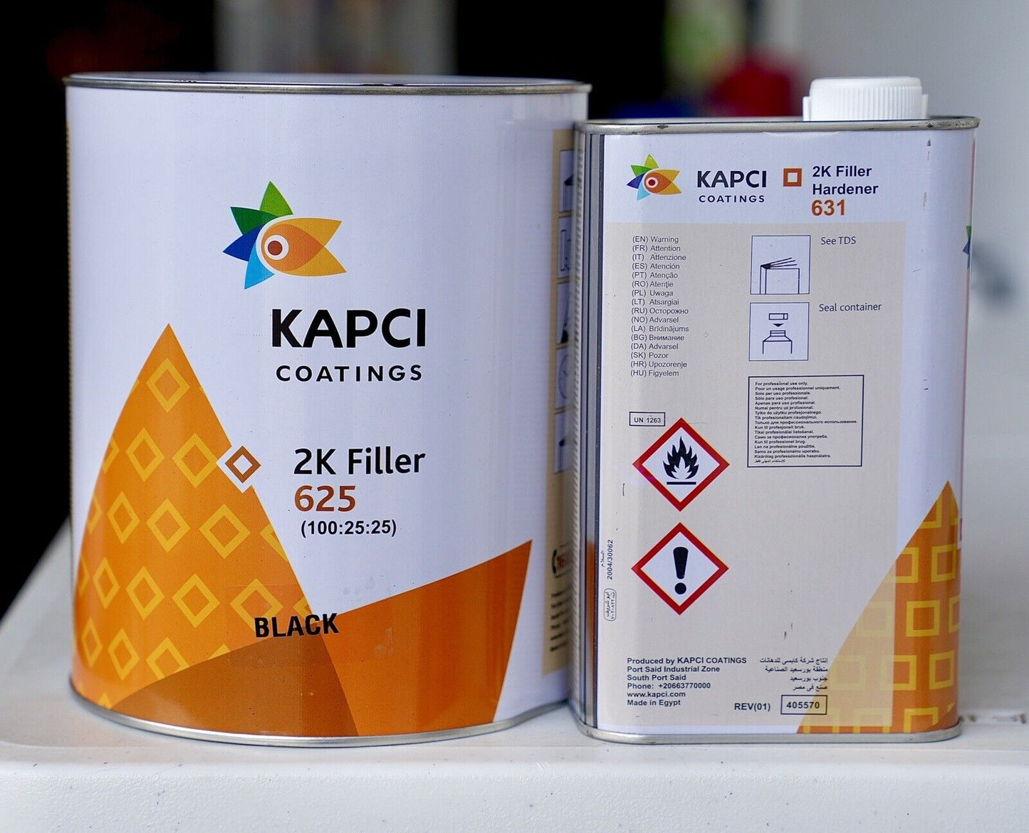 Kapci 625 Automotive High Build 2K Urethane Primer Black Gallon Kit Hardener