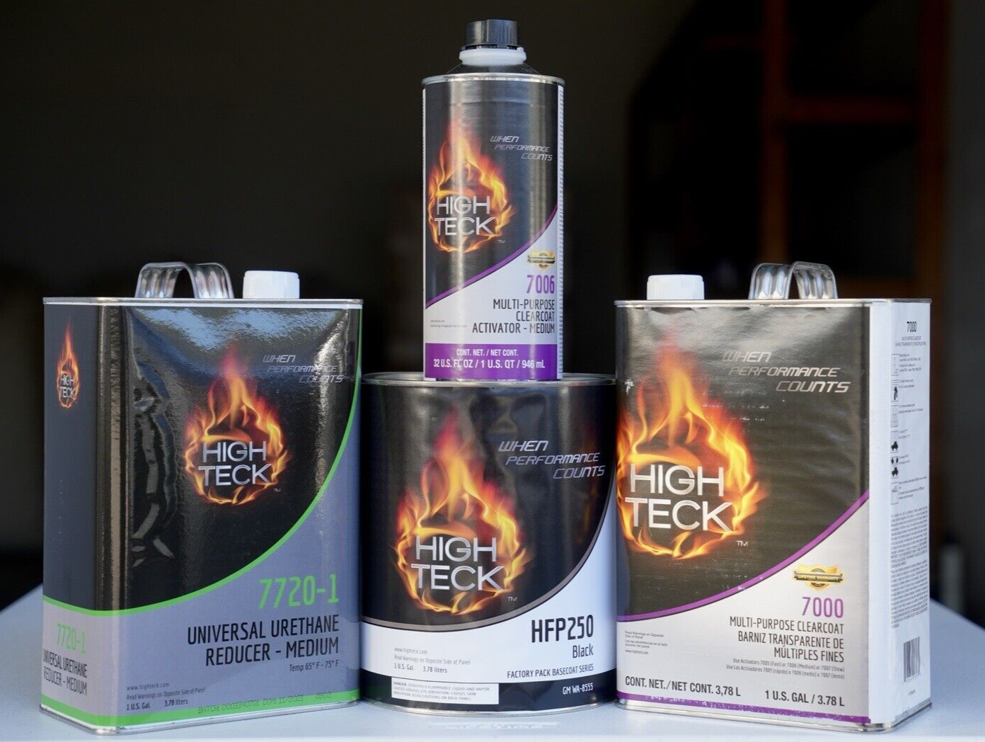 GM WA8555 High Teck 7000 Ebony Black Basecoat Paint Reducer Clearcoat Gallon Kit