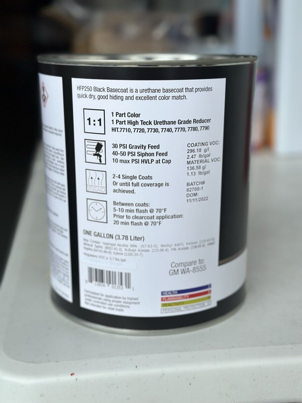 High Teck Gm 8555 Ebony Black Basecoat Auto Paint Gallon Size! - Hfp 250