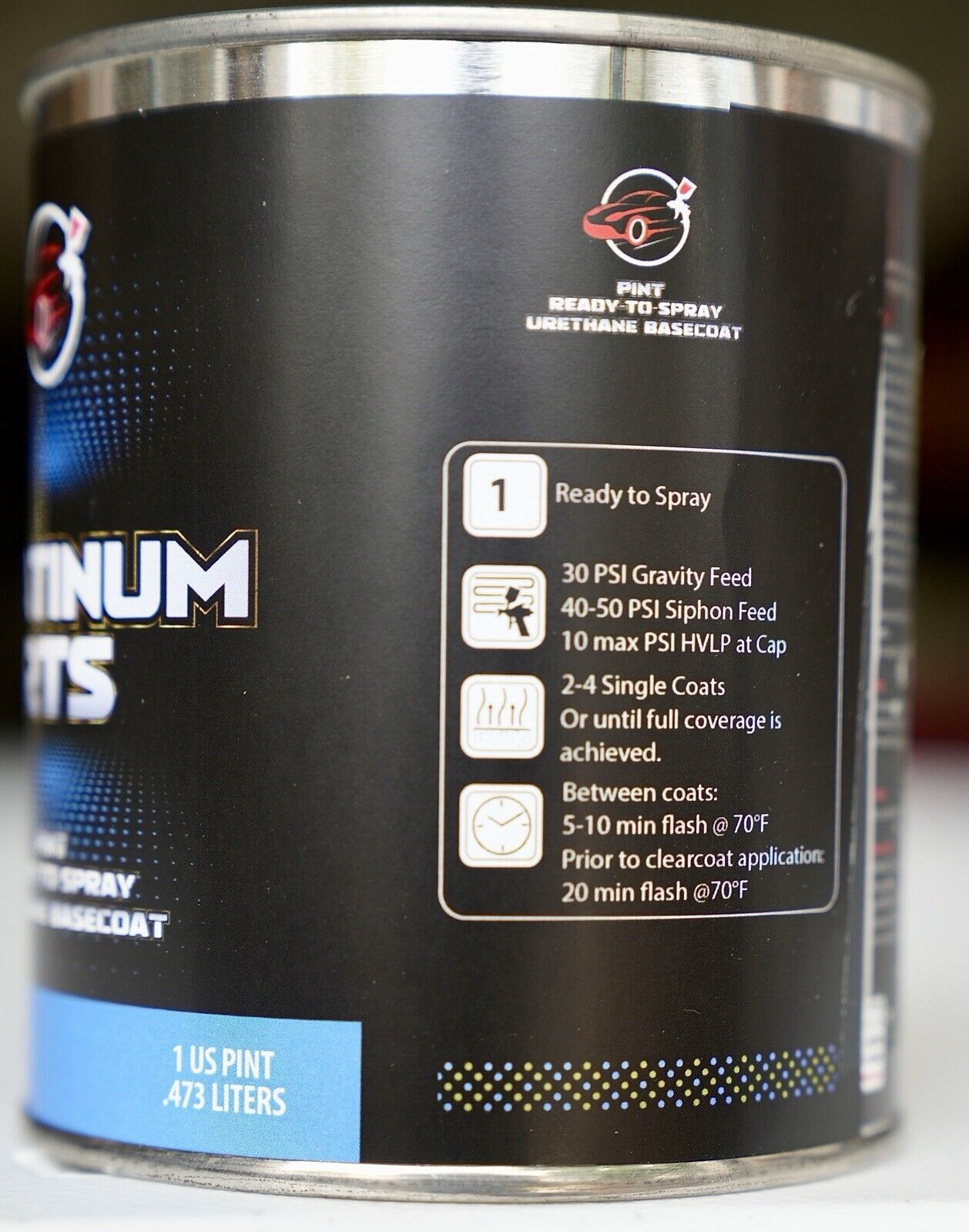 Ebony Black QUART Ready To Spray Basecoat Automotive Paint Free Shipping!!