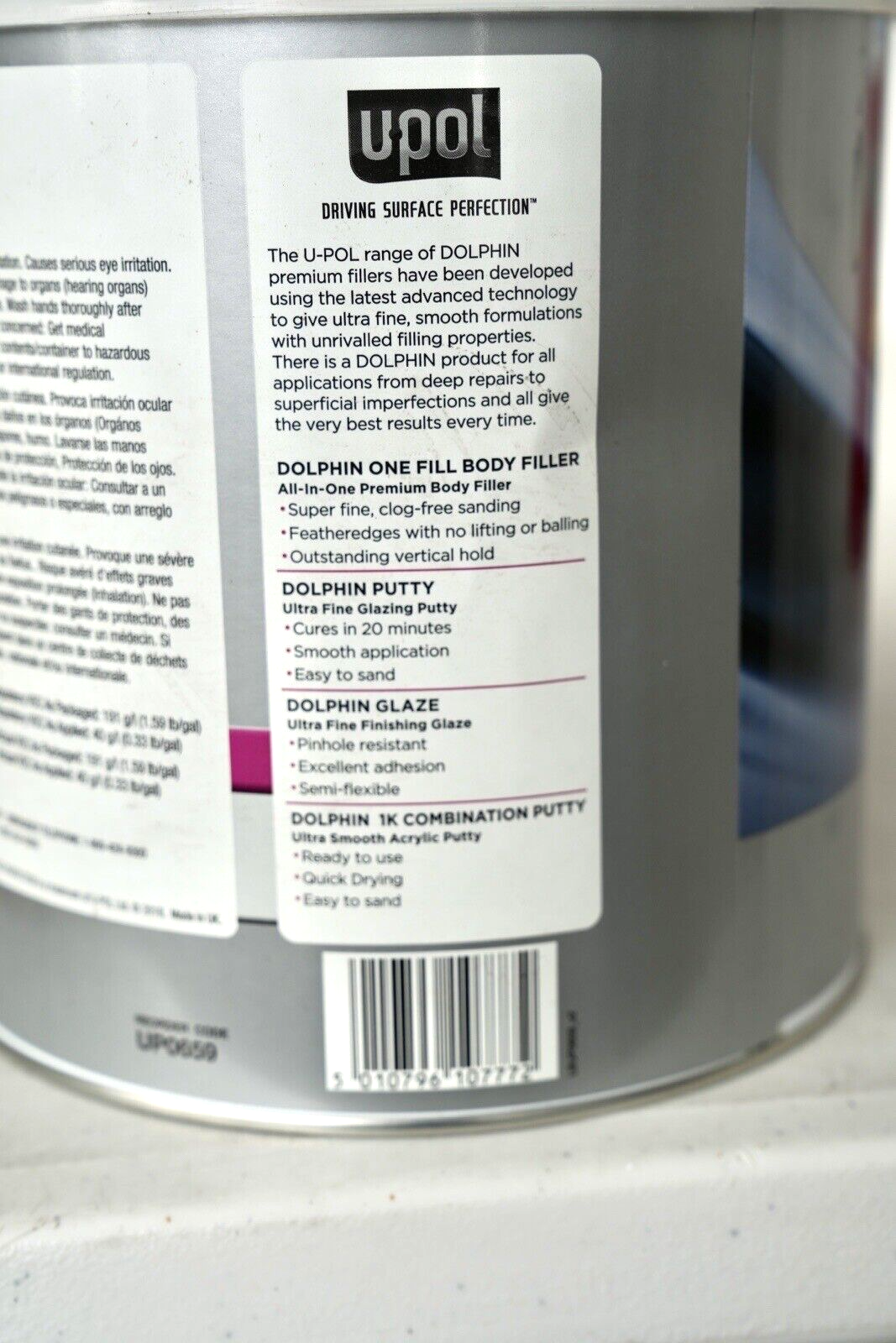 UP0659 U-Pol Dolphin One Fill Premium All-In-One Body Filler with Hardener+Spreader