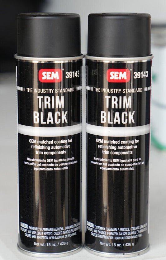 2 Pack SEM 39143 Trim Black Aerosol Spray Can Automotive Paint