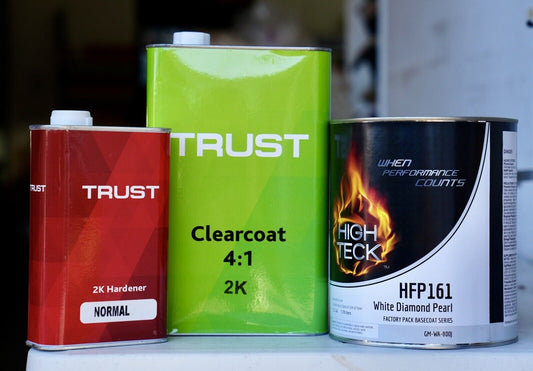 White Diamond Pearl Basecoat Paint And Trust 2K High Gloss Clear Coat Gallon Kit