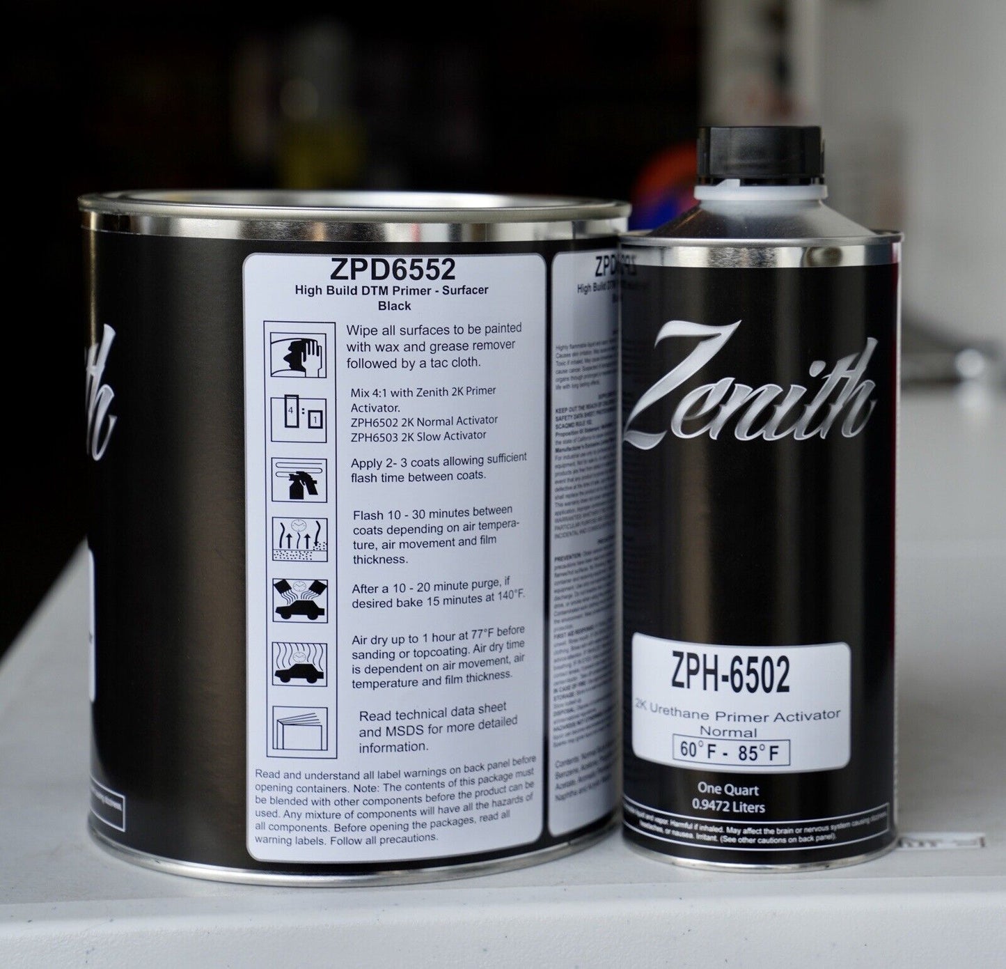 Zenith ZPD6552 Auto 2K Urethane High Build DTM Primer Surfacer Black
