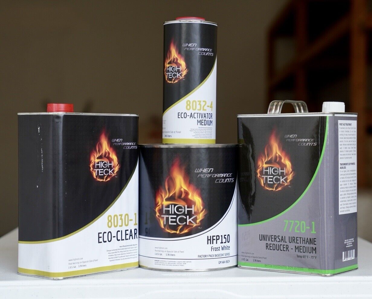 High Teck 8030 Frost White Basecoat Paint Reducer Clearcoat Gallon Kit - GM WA8624