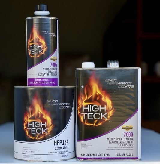 High Teck 7000 Ford YZ Oxford White Basecoat Paint & Clearcoat Gallon Kit