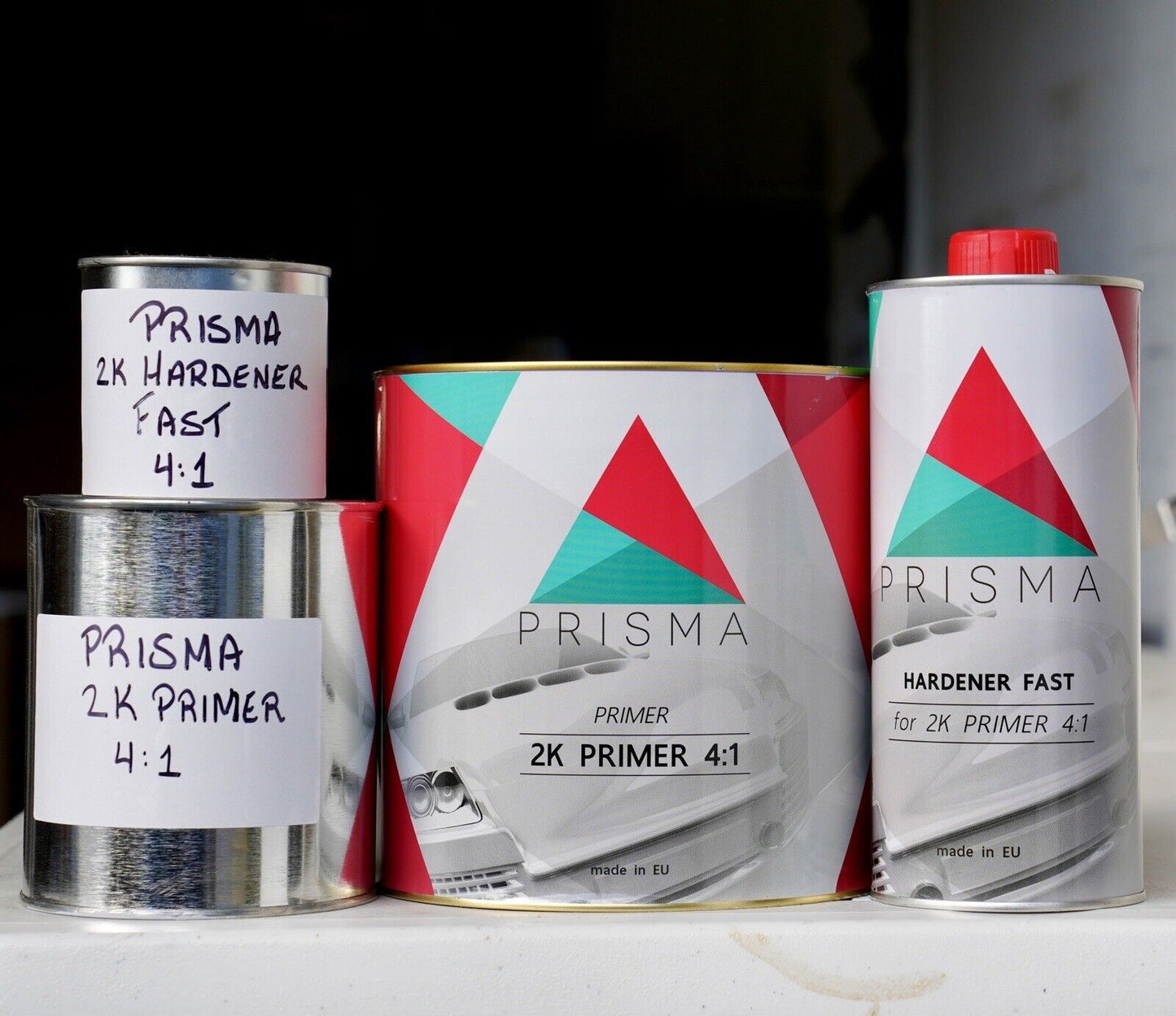 Prisma Automotive 2K Urethane 4:1 Mix Primer Surfacer/Filler Gray QT Kit + Hardener