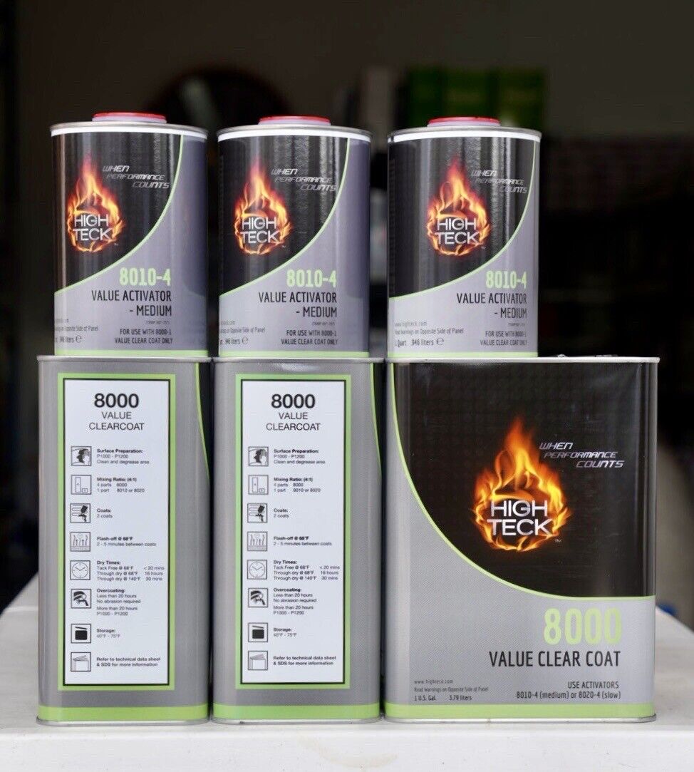 3 Kits High Teck 2K High Gloss 4:1 Automotive Clear Coat Gallon + Hardeners