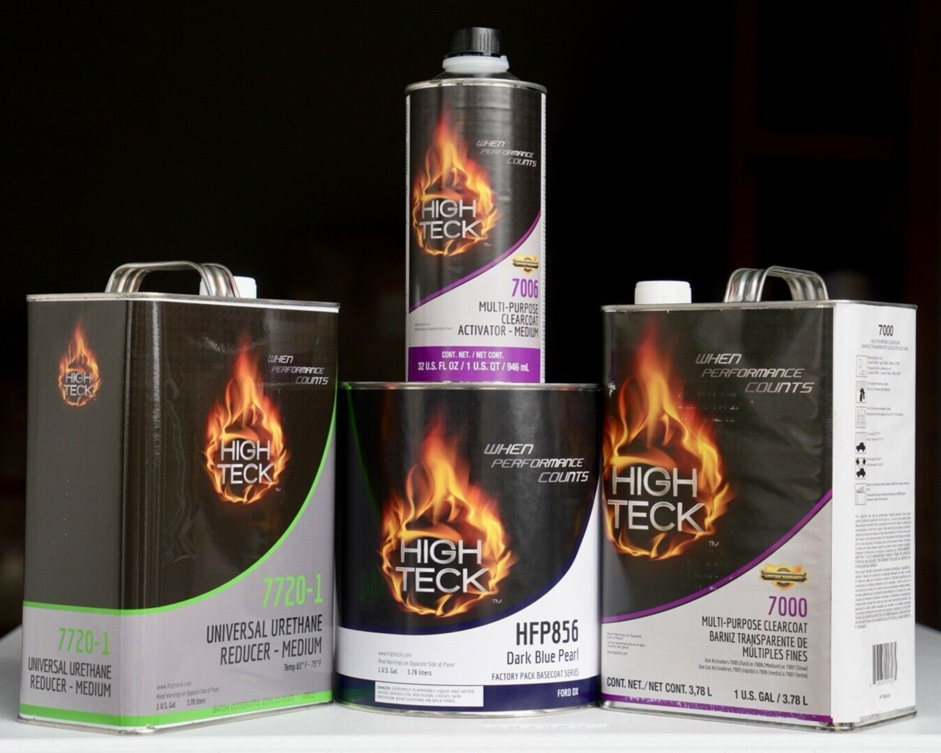 High Teck 7000 FORD DX Dk Blue Pearl Basecoat Paint Reducer Clearcoat Gallon Kit!