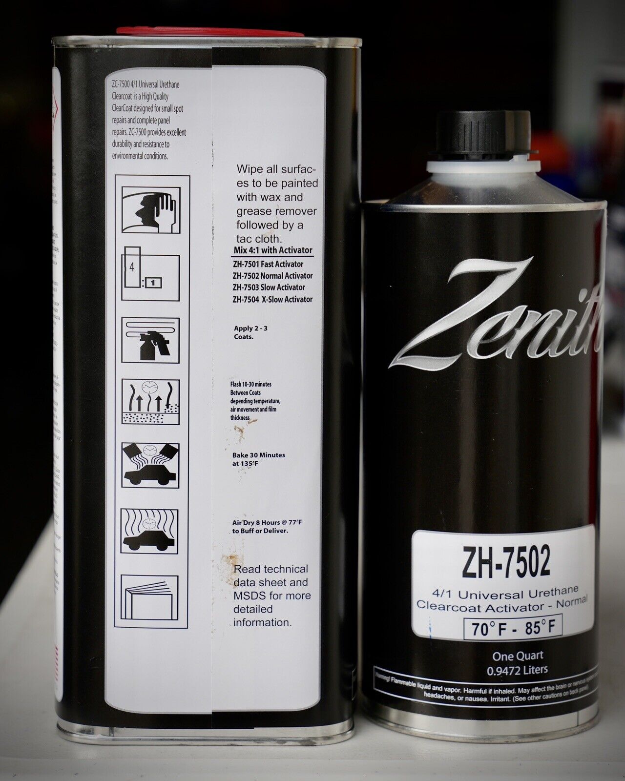 Zenith ZC-7500 4:1 High Gloss Urethane Gallon Clearcoat Kit - Slow/Normal Temp