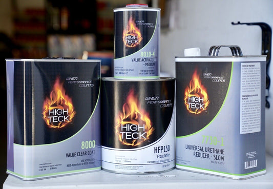 High Teck GM WA8624 Frost White Basecoat Paint, Reducer, Clearcoat Gallon Kit