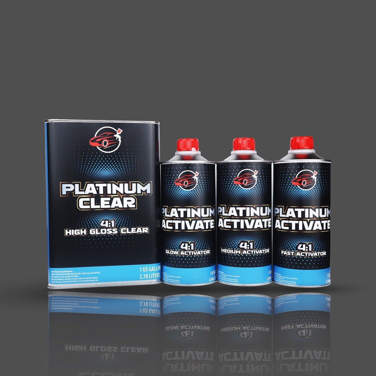Platinum Clear Coat Gallon Kit 4:1 High Gloss Automotive Clearcoat FAST Hardener