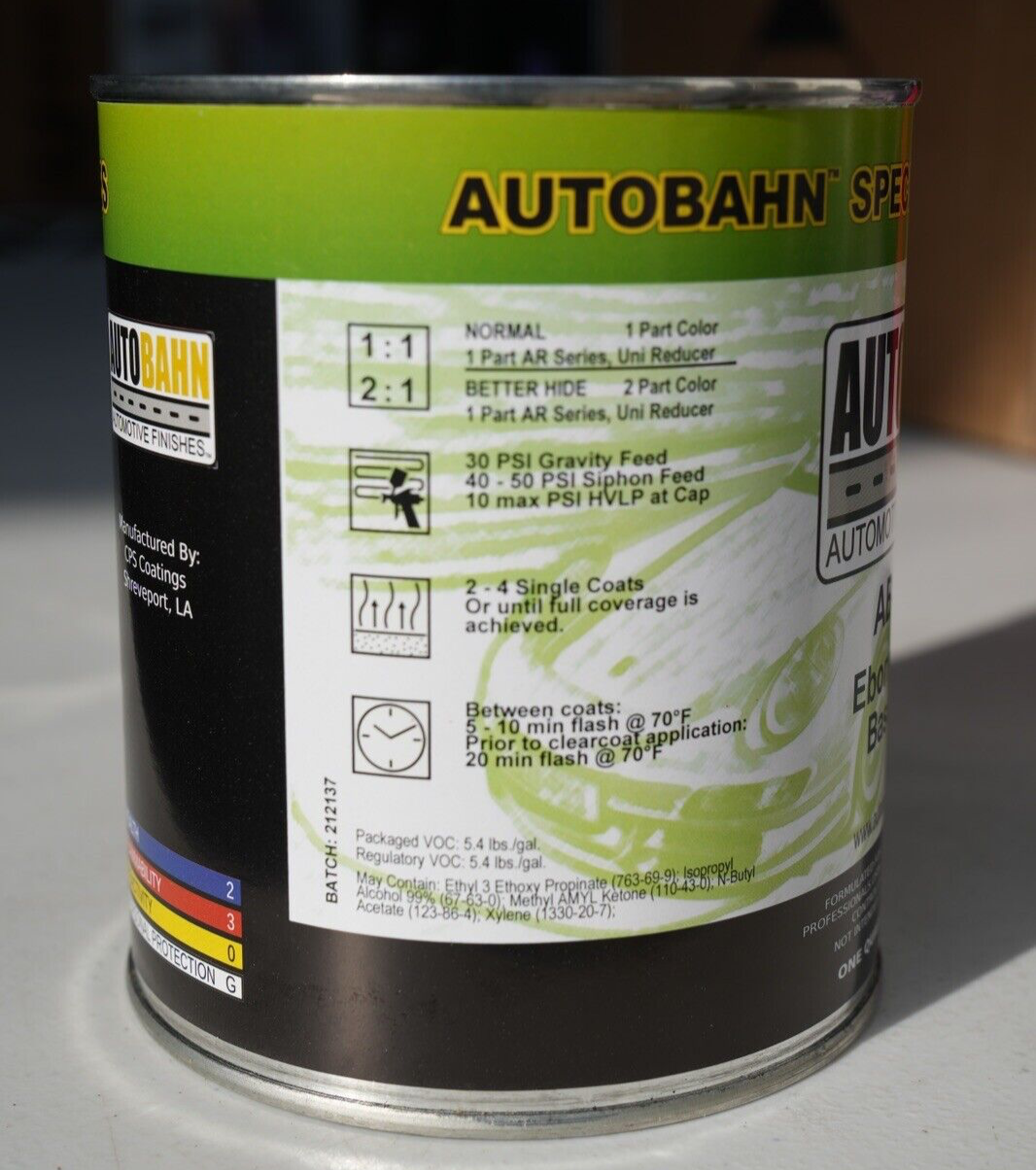 Autobahn High Teck Ebony Black Base Coat AB-955 Quart Size Auto Paint GM WA 8555