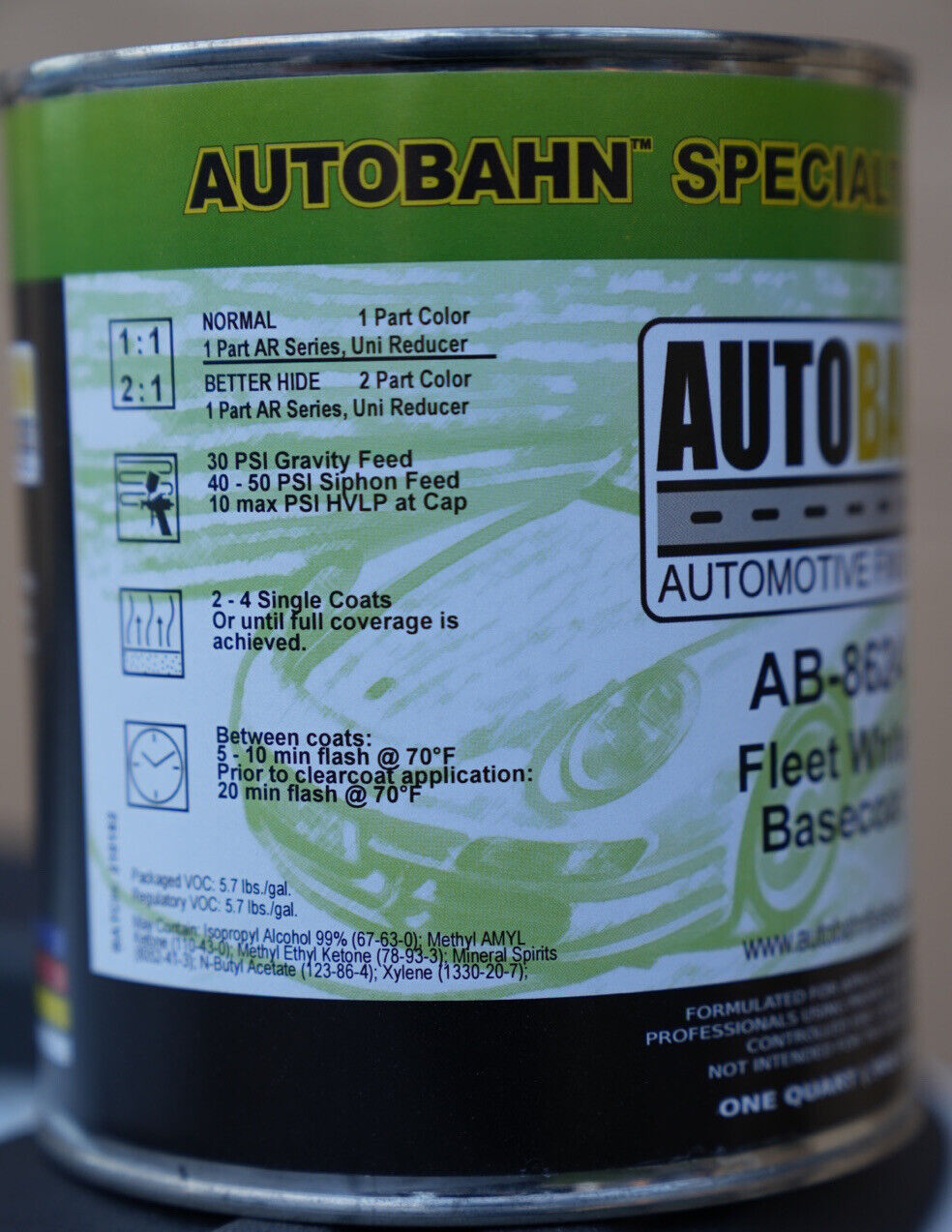 Autobahn Fleet White Basecoat QUART GM Code WA8624 Automotive Paint - AB-8624