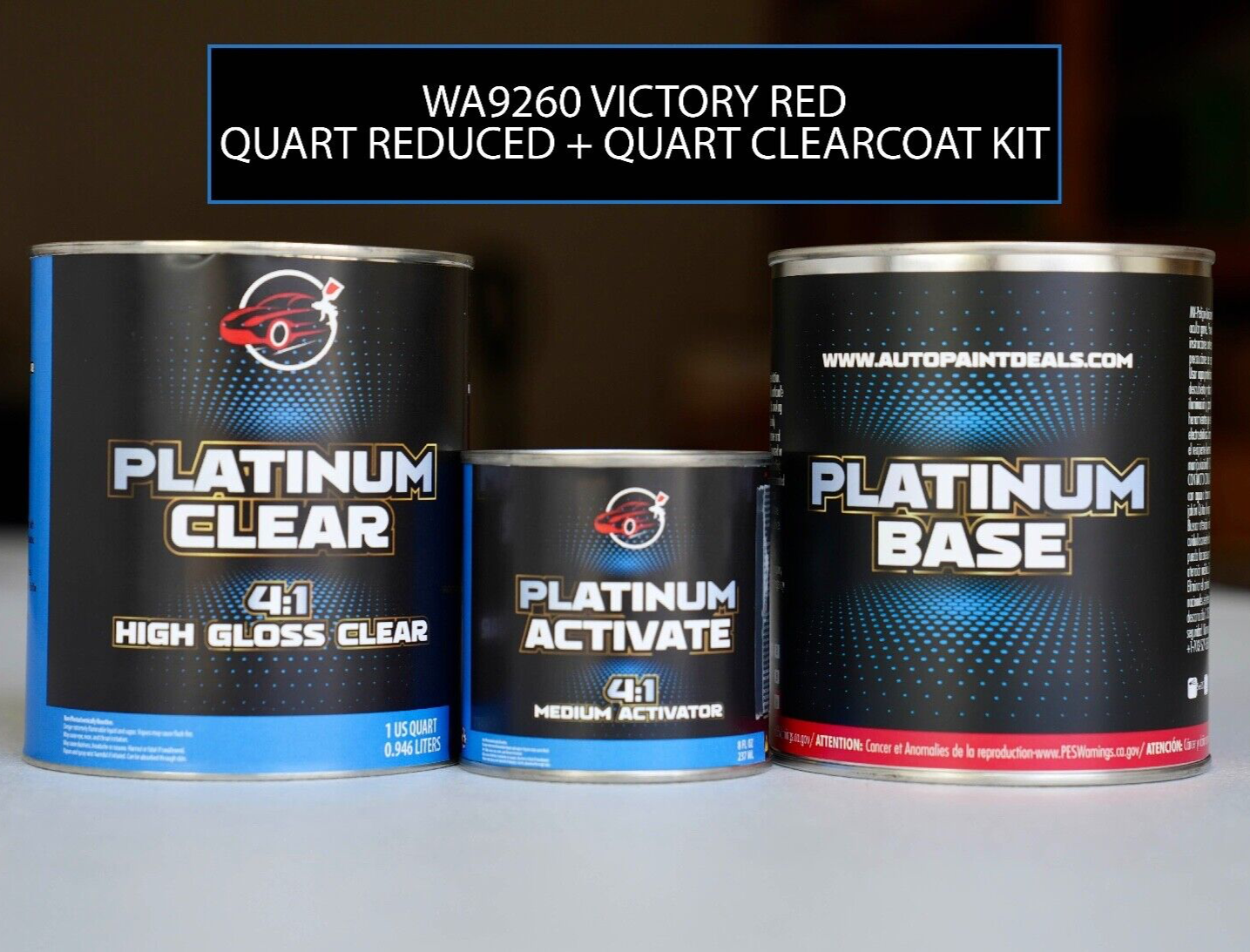Victory Red Quart Basecoat Ready to Spray + 2k High Gloss Clear Coat QT Size Kit