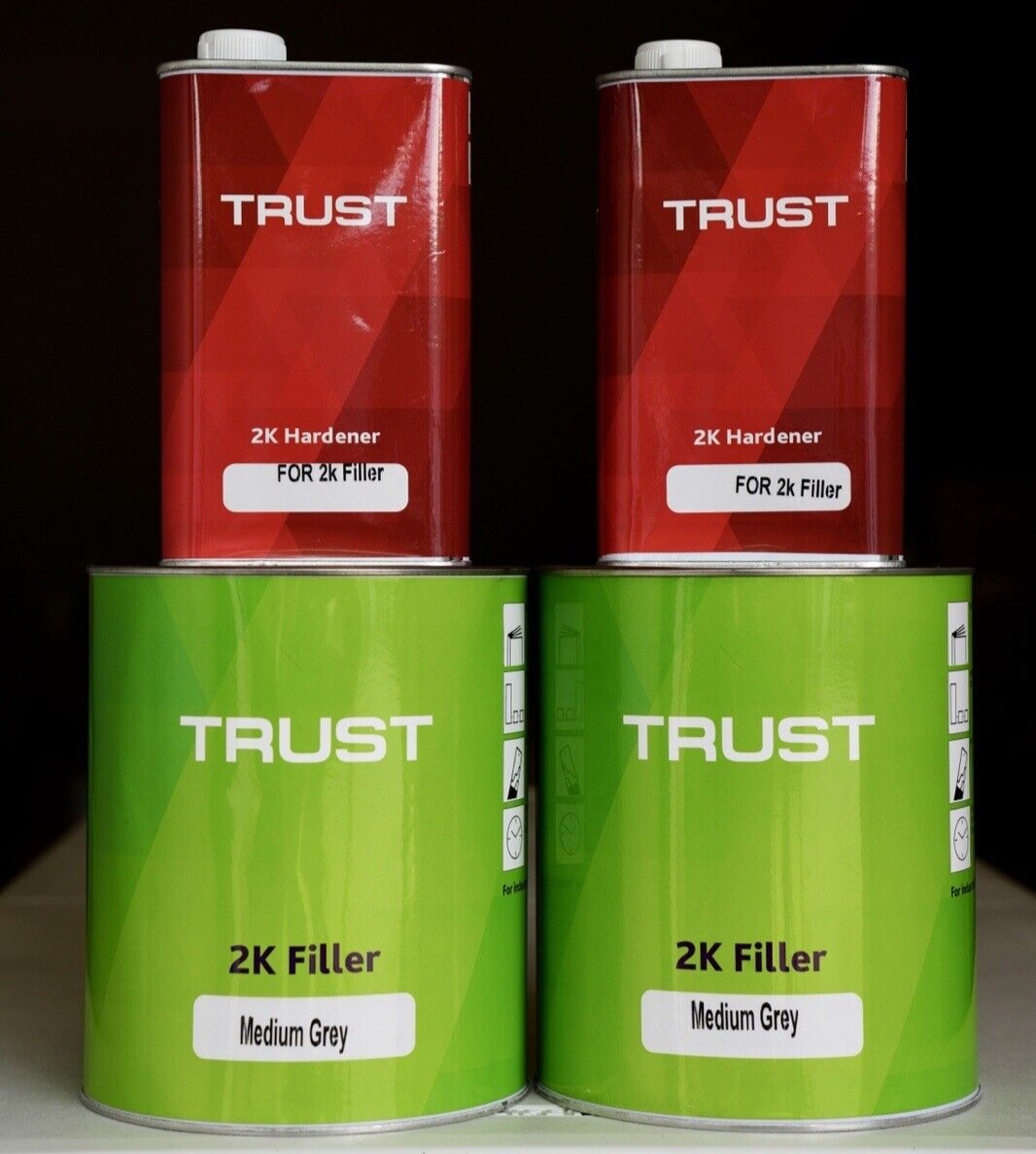 Trust High Build 2k Automotive Urethane Primer Gray Gallon 2 Pk Kit Hardener