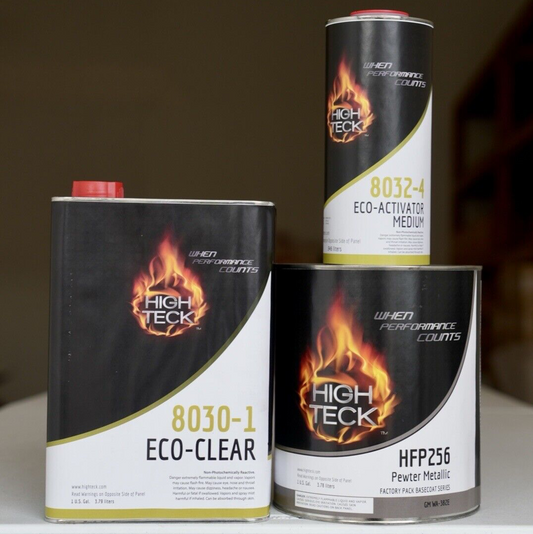 High Teck 8030 GM WA382E Pewter Metallic Basecoat Paint & Clearcoat Gallon Kit!