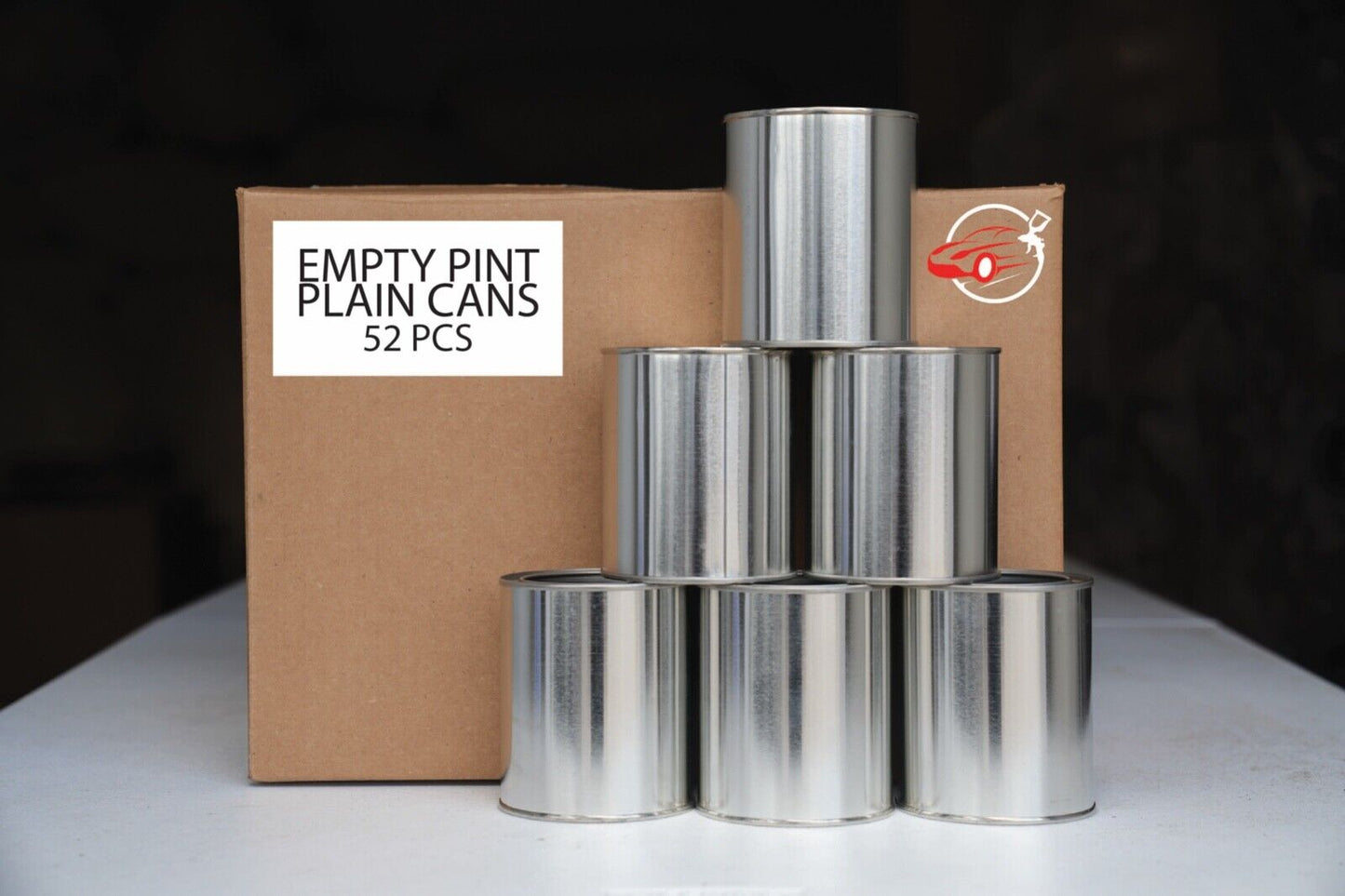 52 Empty Metal Pint Paint Cans + 50 Pint Lids