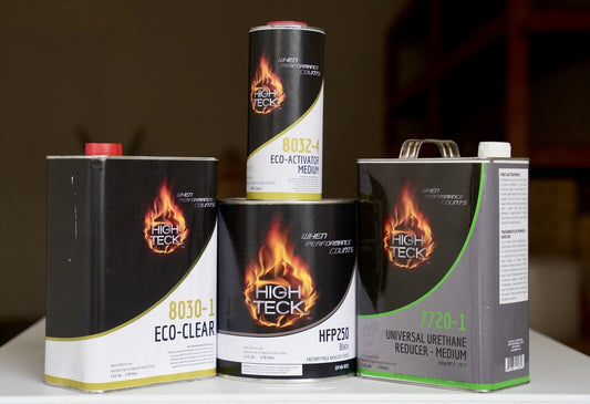 GM WA8555 High Teck 8030 Ebony Black Basecoat Paint Reducer Clearcoat Gallon Kit