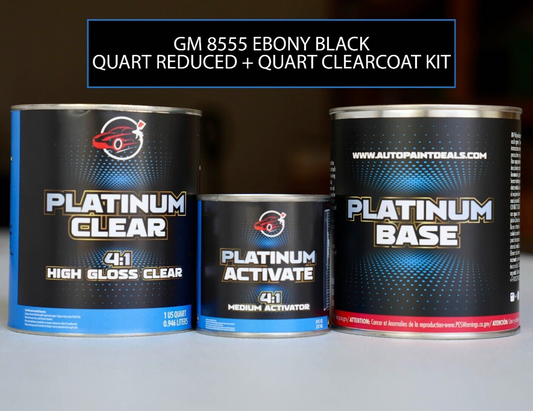 Ebony Black Quart Basecoat Ready to Spray + 2k High Gloss Clear Coat QT Size Kit