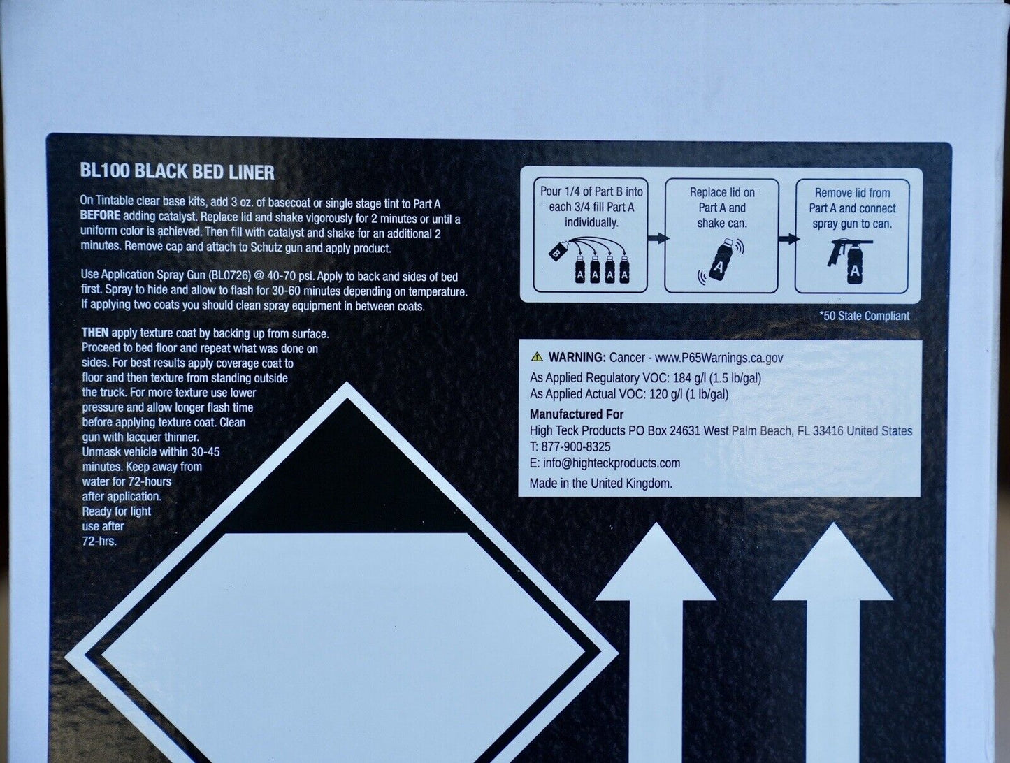 High Teck BL100 Black Truck Bed Liner Kit w/ FREE Spray Gun, Gallon Kit! Raptor