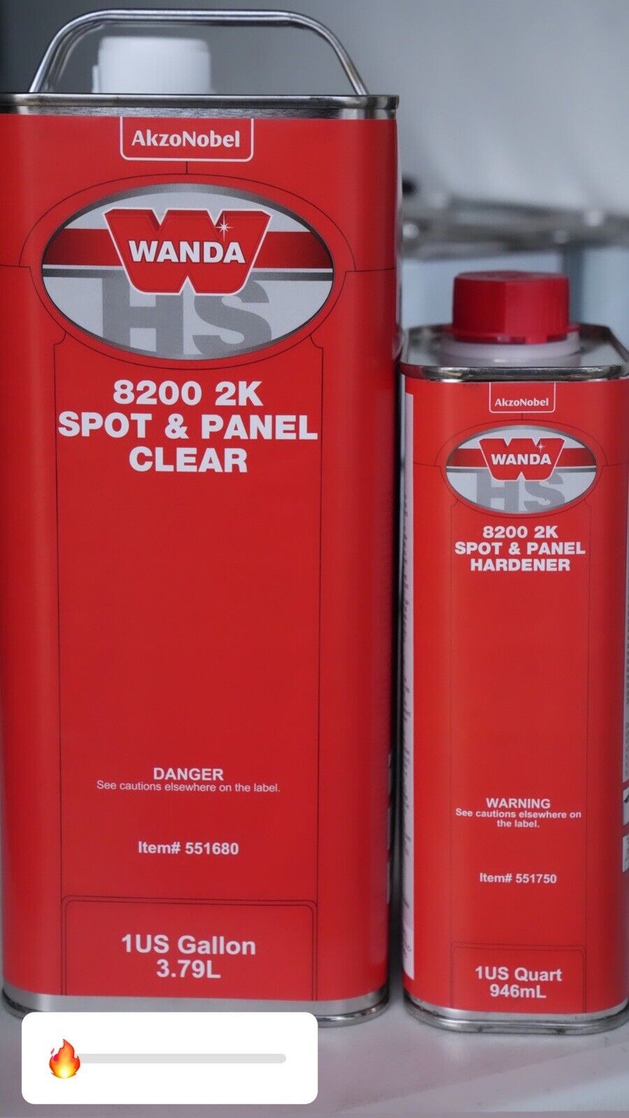 Wanda 8200 551680 Clear Coat Kit Fast Quick Dry 1 Gallon, 4:1 Mixing